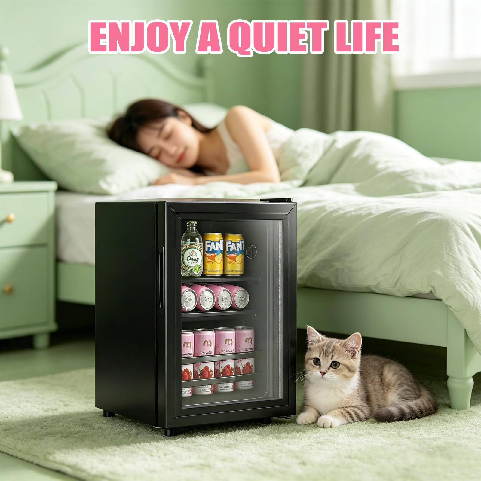 WANAI Beverage Refrigerator And Cooler With Glass Door - 45 Cans Capacity, 1.3 Cu.Ft Small Beer Fridge For Drinks, Soda, Wine - Mini Cooler With 7 Adjustable Temperature Control on Fridge.com - View 6