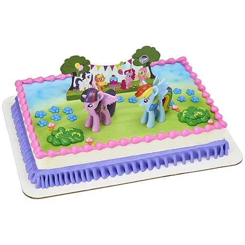 DecoPac My Little Pony Cake Topper, 3-Piece Cake Decorations with Rainbow Dash and Twilight Sparkle Ponies for Fun After the Birthday Party, 3" - It's A Pony Party!
