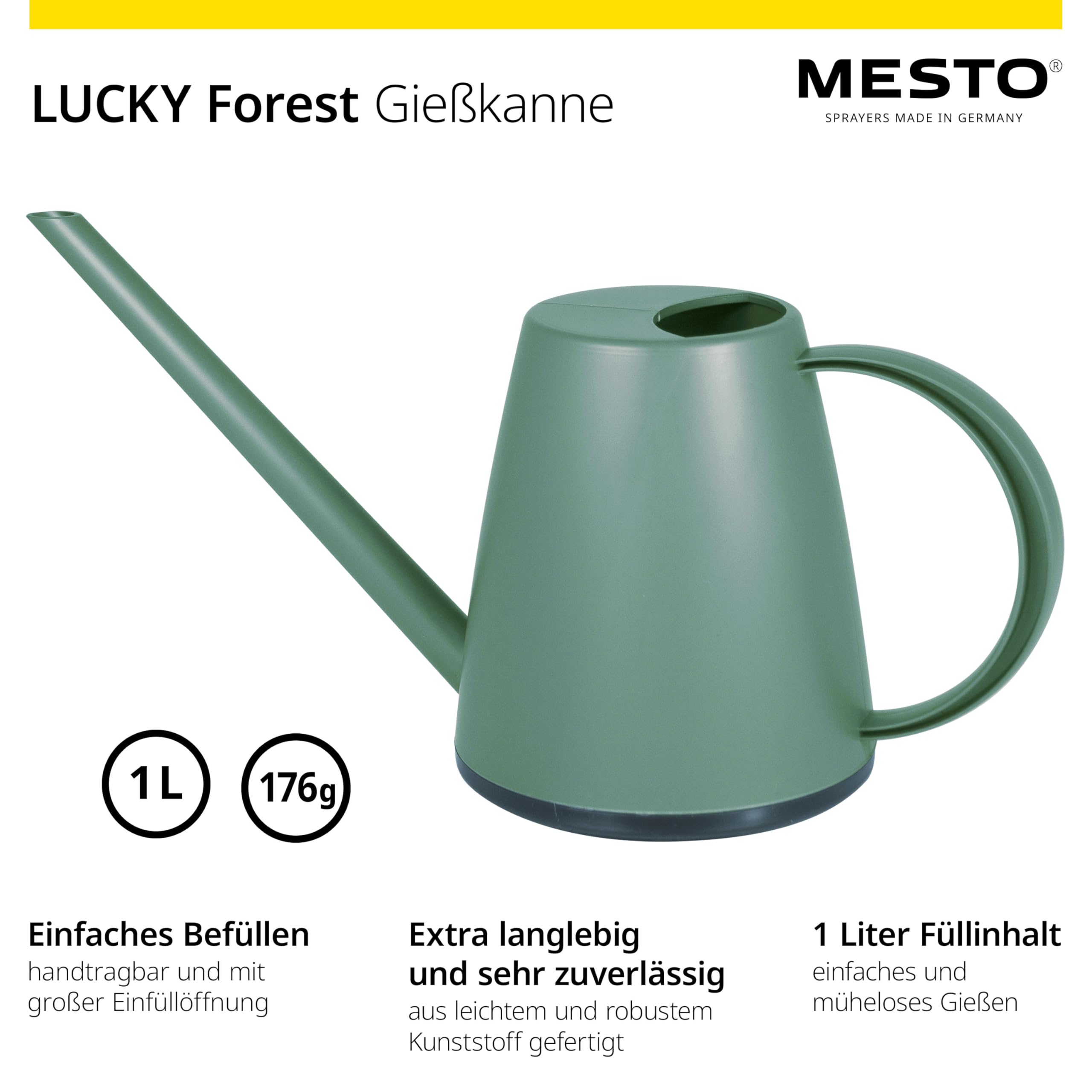 Mesto Lucky Forest - Regadera de 1 L, Incluye atomizador de Mano Mini Forest de 0,79 l, Botella de Spray y regadera para Plantas de Interior y jardín, riego y Cuidado de Plantas, Boquilla Ajustable