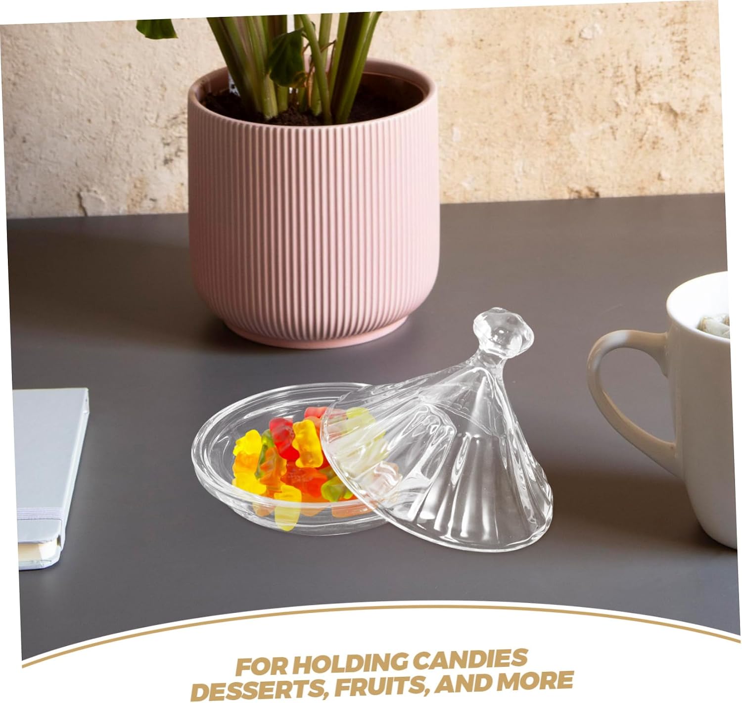 Glass Candy Dish with Lid Xmas for Nuts and Trinkets Holder