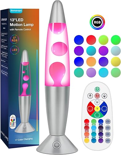 Miniatura 13 de Lámpara de Movimiento Líquida de 17 Colores con Control Remoto: Luz Nocturna LED de 34.3 cm para Niños y Adultos - Lámpara de Mesa Relajante para