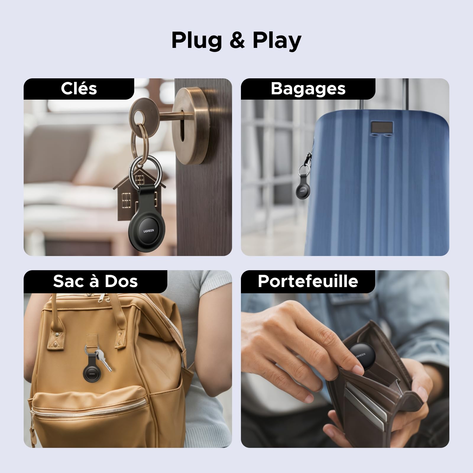 UGREEN FineTrack Mini Smart Finder Tag iOS Uniquement Lot de 2 | Traceur Bluetooth, 18 Mois Batterie, Localisateur Objets, Wallet Valises Portefeuilles Clés Bagages Sacs