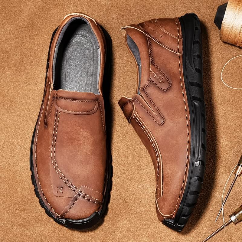 Men's Leather Shoes Casual Loafers Slip on Comfortable Walking Driving Shoes for Men - Image 7