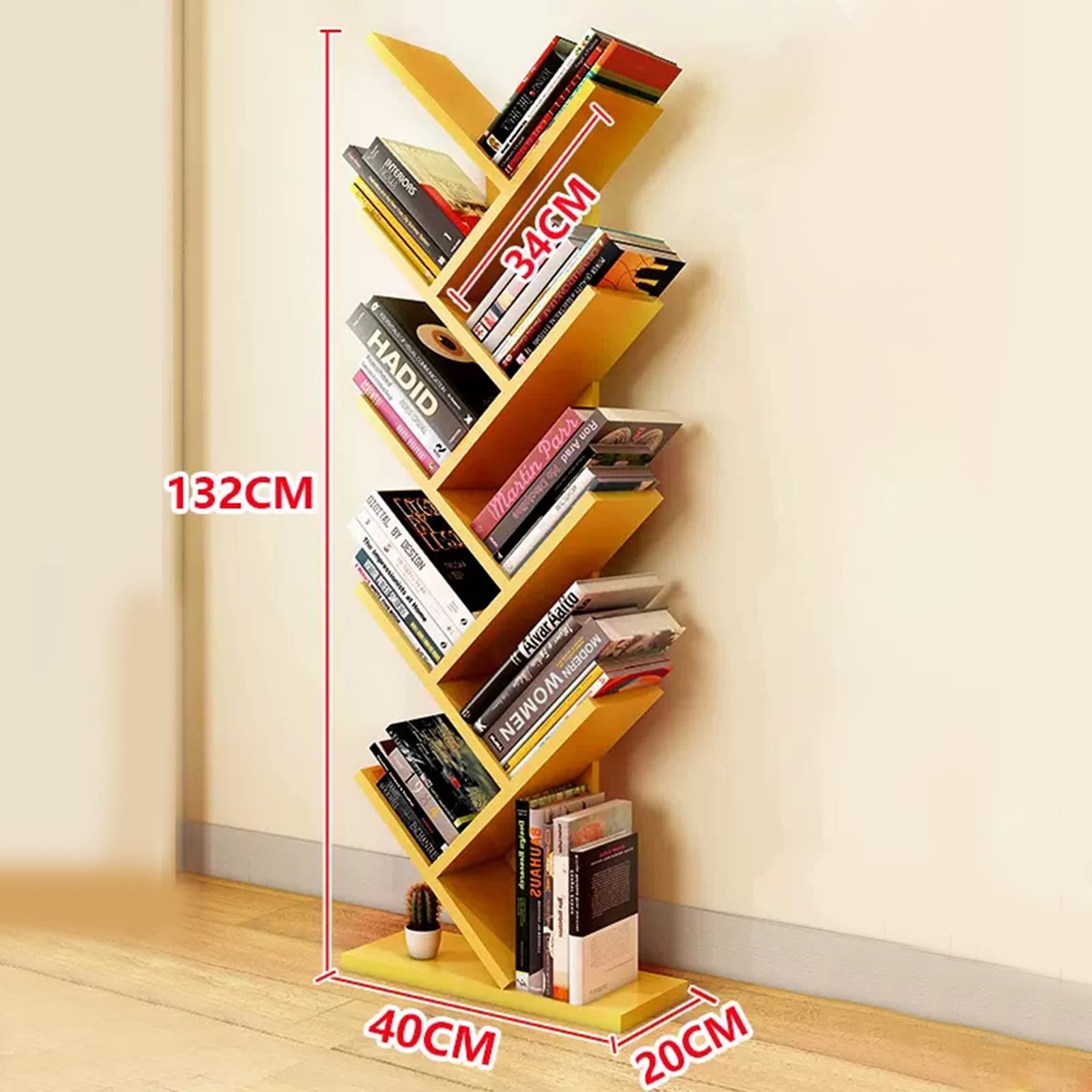 Drzewo-Sd wielowarstwowy stojak na czasopisma do domu do biura dzieci ilustrowana książka Stożółty 40 x 20 x 132 cm - i funkcjonalna jednostka ekspozycyjna