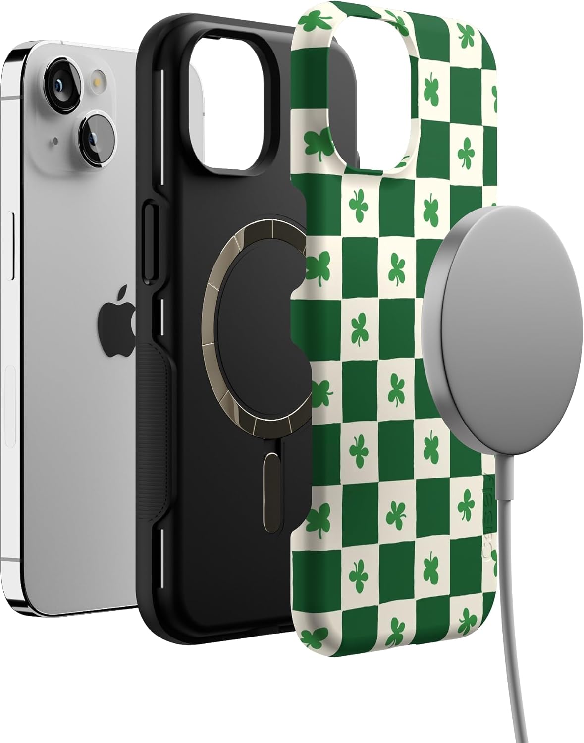 Casely iPhone 14 Case | Lucky You | Shamrock | Bold Protective Design | Compatible with MagSafe