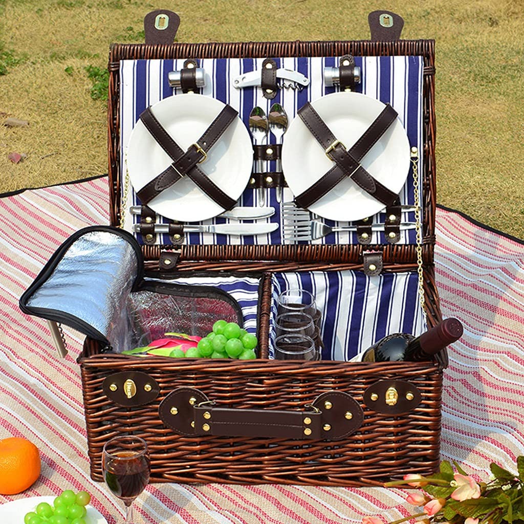Canasta De Picnic Al Aire Libre Canasta De Almacenamiento De Vajilla para Acampar Caja De Aislamiento, Canasta De Comida De Picnic Portátil Equipo De Picnic (Color : Brown, Size : 46x31x20cm)