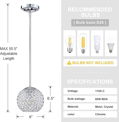 Miniatura 4 de Paquete de 2 mini lámparas de techo colgantes de 1 luz para interiores con pantalla de araña de cristal poliédrico, montaje semiempotrado para