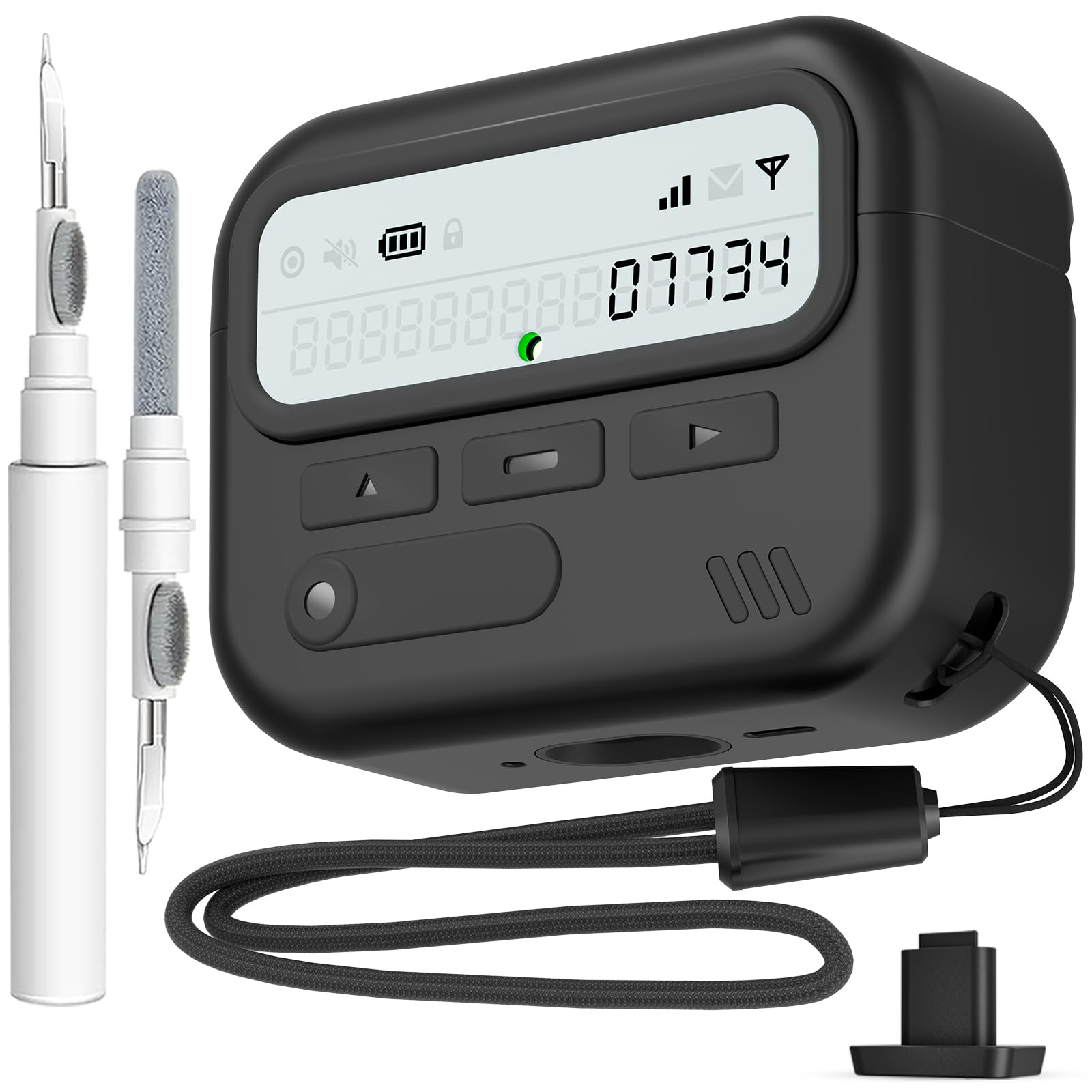 for AirPods Pro 3 Case with Safty Lock,Retro Inspired Pager Style (Black)