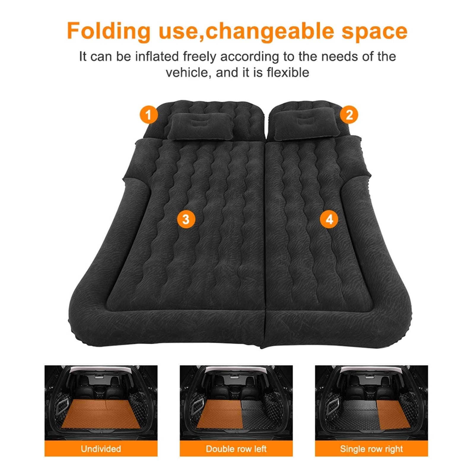 Colchón De Camping Cama inflable del colchón de aire del coche 2 en 1 Camping de viaje multifunción / colchón for dormir CLORURO DE POLIVINILO Cojín de descanso suave de flocado for coche Suv Colchón