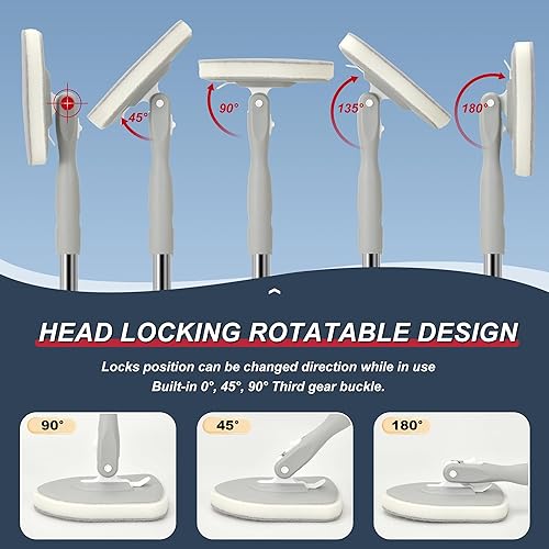 Miniatura 5 de Limpiador de suelos de azulejos con mango largo, juego de cepillos de ducha 5 en 1 para baño, cocina, paredes, fregadero, incluye raspador de