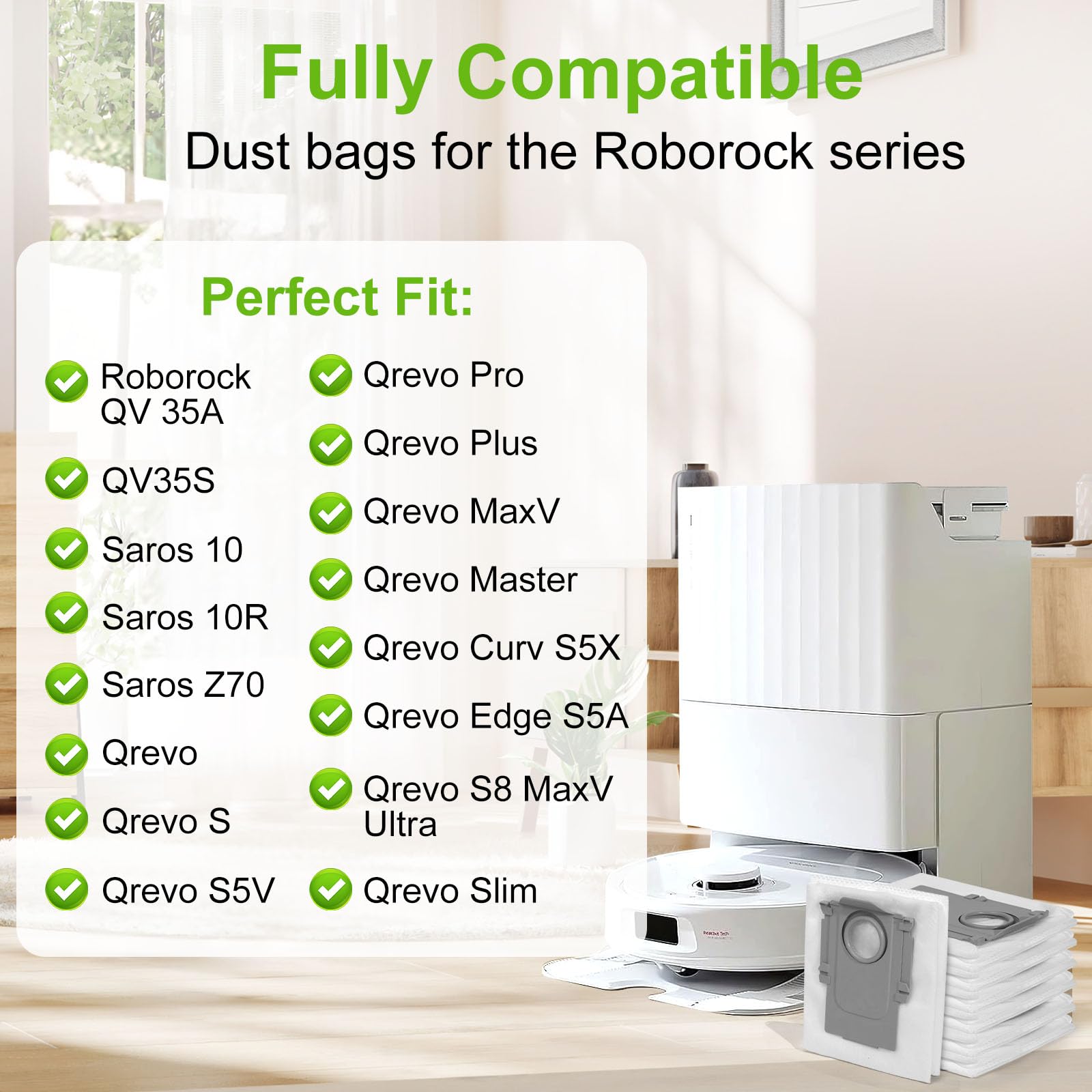16 Sztuk Worków do Odkurzacza Roborock Q Revo, duża 3L Pojemność Akcesoria | Pro/QV 35A/Saros 10R/Qrevo Maste/Qrevo Edge/Qrevo Curv/Qrevo S/Qrevo Slim/S8 MaxV Ultra