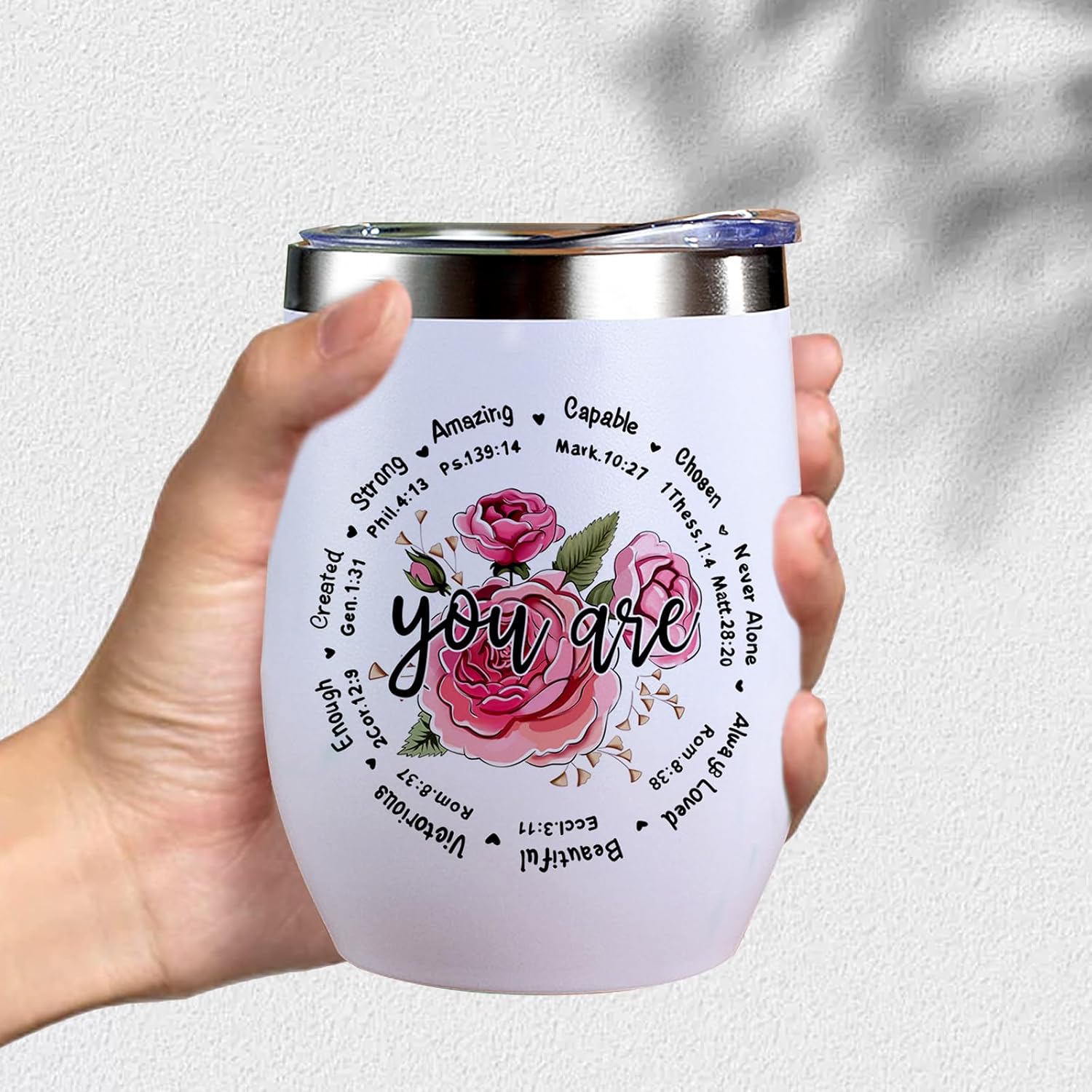 Christian Gifts for Women, Christmas Birthday Mothers Day Gift for Mom Grandma Sister Friend Coworker, Inspiration Religious Self Care Gifts for Women, 12OZ Wine Tumbler Travel Mug - Image 5