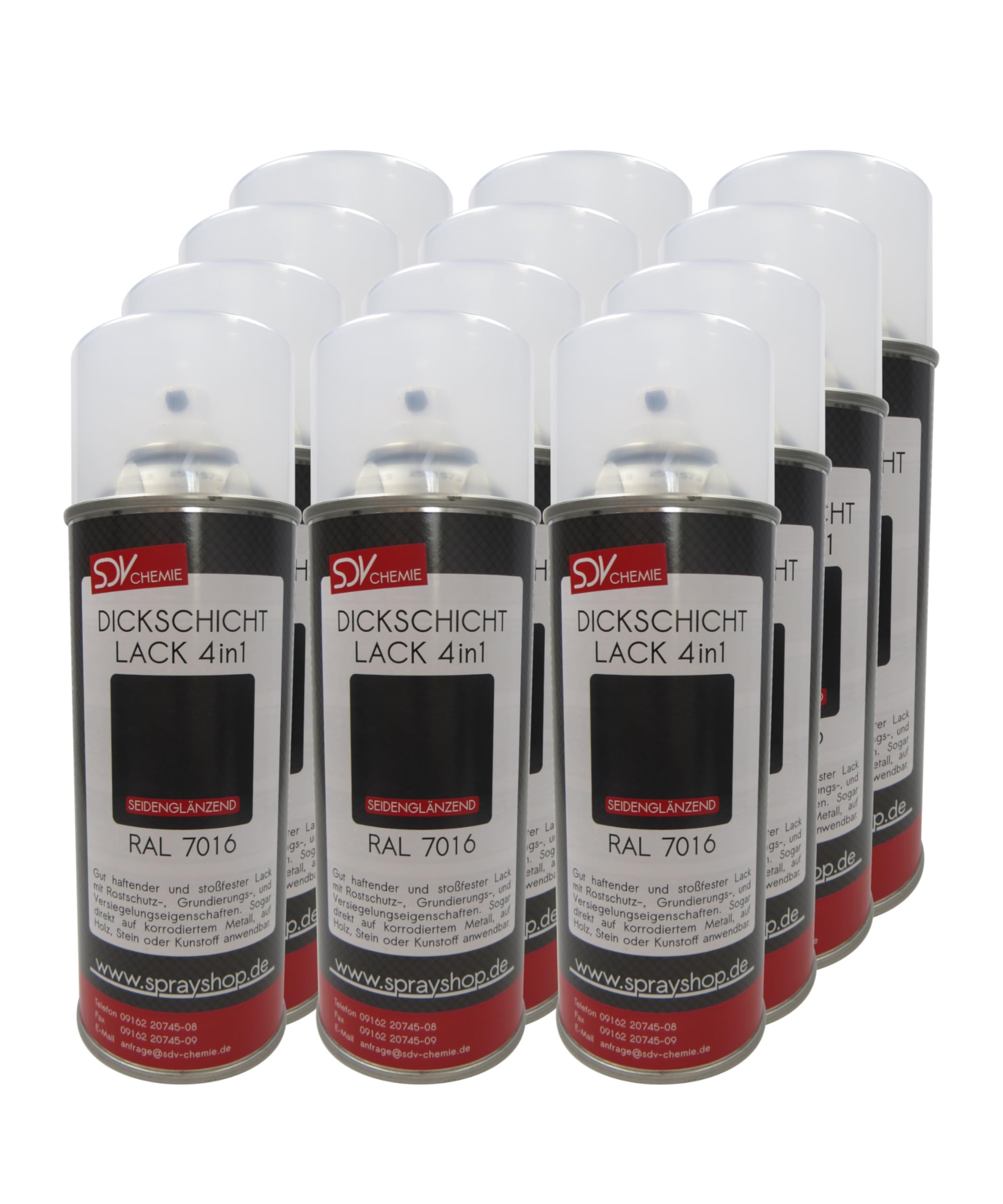SDV Chemie Dickschicht Lackspray RAL 7016 anthrazitgrau glänzend 12x 400ml