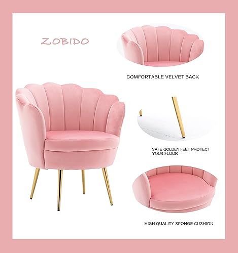 Miniatura 5 de ZOBIDO Modernas sillas de terciopelo decorativas cómodas y tapizadas para dormitorio sillones de comedor con patas de metal dorado sillas de