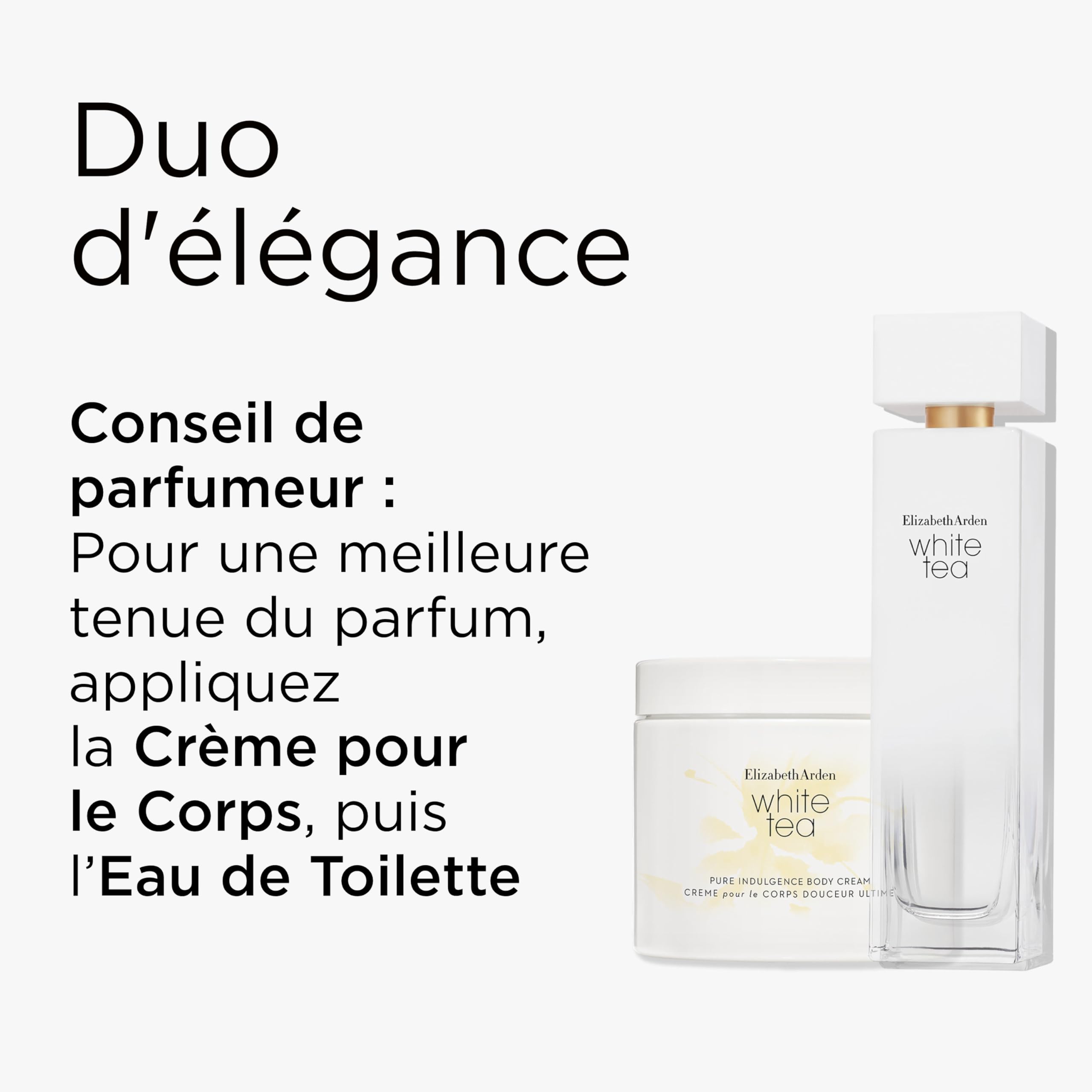 Elizabeth Arden - Coffret Cadeau 2 Pièces White Tea pour Femme, Eau de Toilette en Vaporisateur et Crème Corps Pure Indulgence, Parfum Femme Floral Apaisant au Thé Blanc et Crème Hydratante