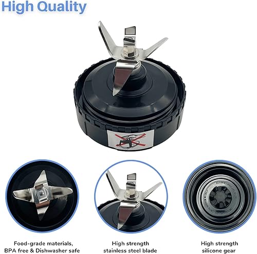 Miniatura 3 de Blender 6 aletas Extractor Blade 307KKU 322KKU770 Reemplazo para Ninja BL770 Mega Kitchen System 1500 vatios, compatible con Ninja BL660 1100w,