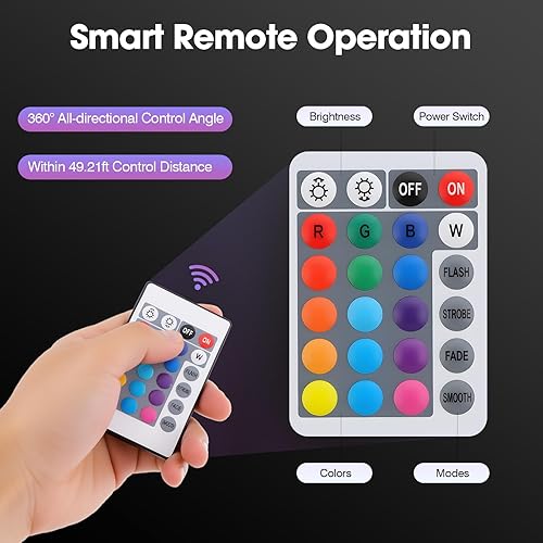 Miniatura 5 de Taburete cuadrado LED de 17 pulgadas, 16 luces RGB para silla con control remoto, lámpara LED recargable, 4 modos de flash, asiento de cubo que