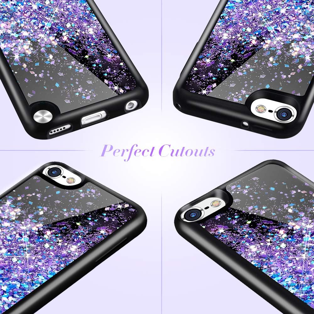 iPod Touch 5 6 7 Case, Caka iPod Touch 7th Generation Glitter Case for Girls Women Luxury Fashion Bling Flowing Liquid Floating Sparkle Glitter Soft TPU Case for iPod Touch 5 6 7 (Blue Purple)