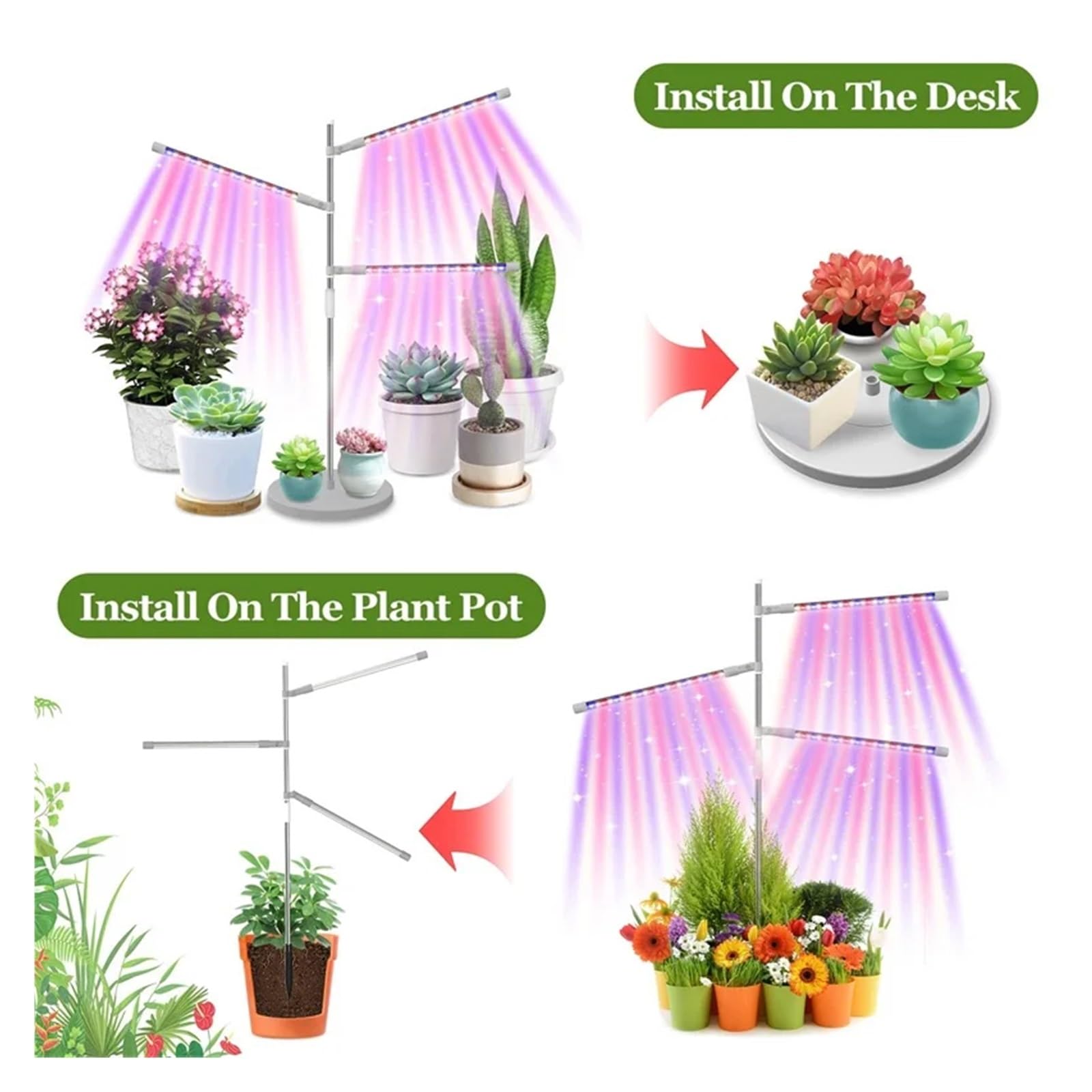 Lámpara de Cultivo, Luz LED de Cultivo, lámpara de Cultivo de Plantas de Espectro Completo con Temporizador for Plantas de Interior, luz Regulable for Plantas hidropónicas(NO)