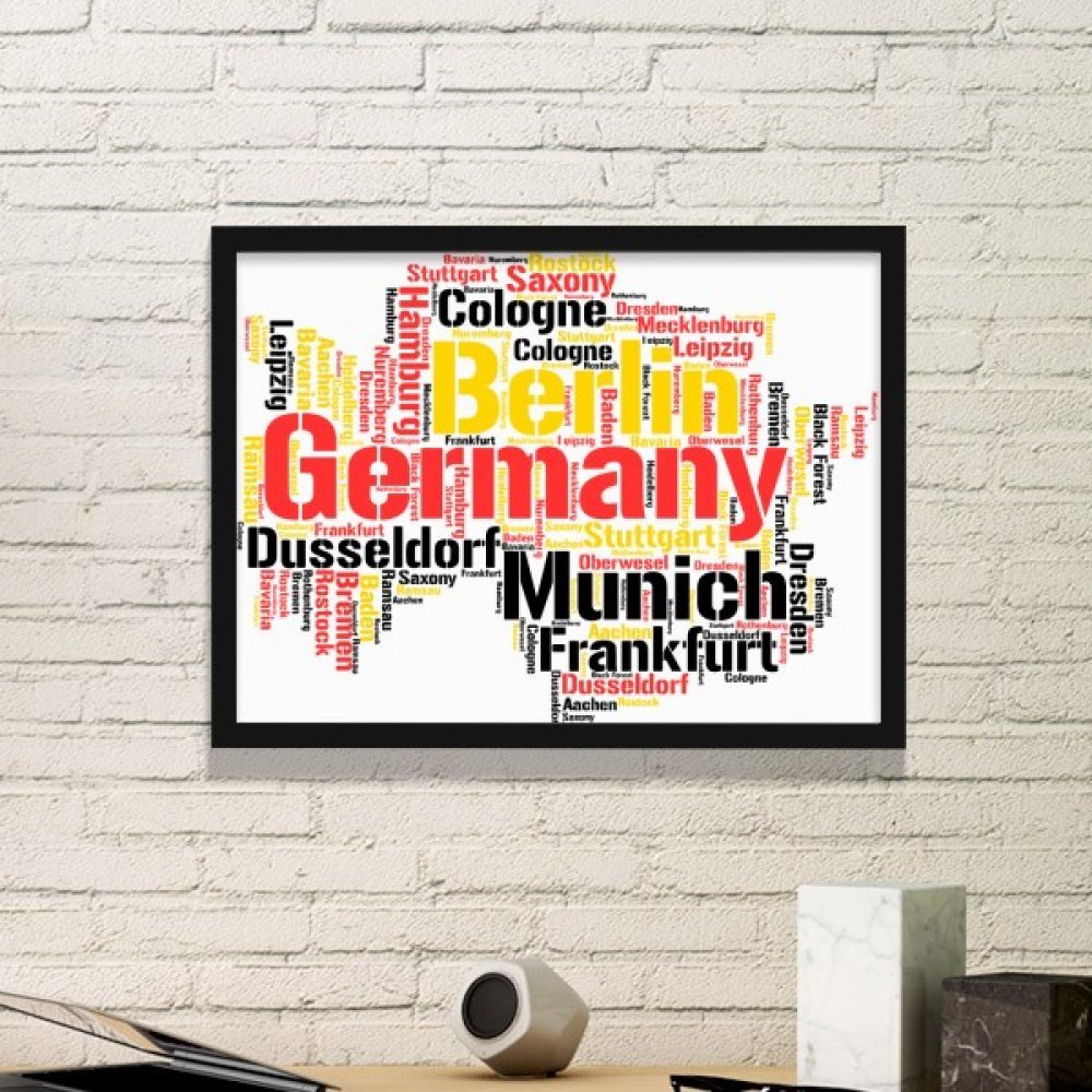 Cadre Photo Art Prints de Carte Allemagne Noir Idée Décoration Murale Salon