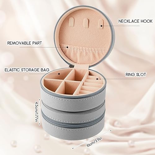 Miniatura 9 de 6 piezas de joyería de viaje para dama de honor cajas de regalo de joyería organizador de viaje caja de joyería redonda pequeña mini almacenamiento