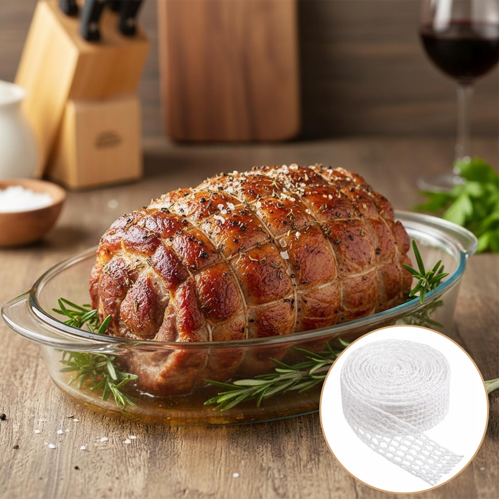 JJUNW Red de jamón blanca, red de jamón de 5 m para ahumar, 16 agujeros, red de carne, red elástica, red para asar, para almacenar, colgar, hornear, cocinar, jamón, salchicha de carne