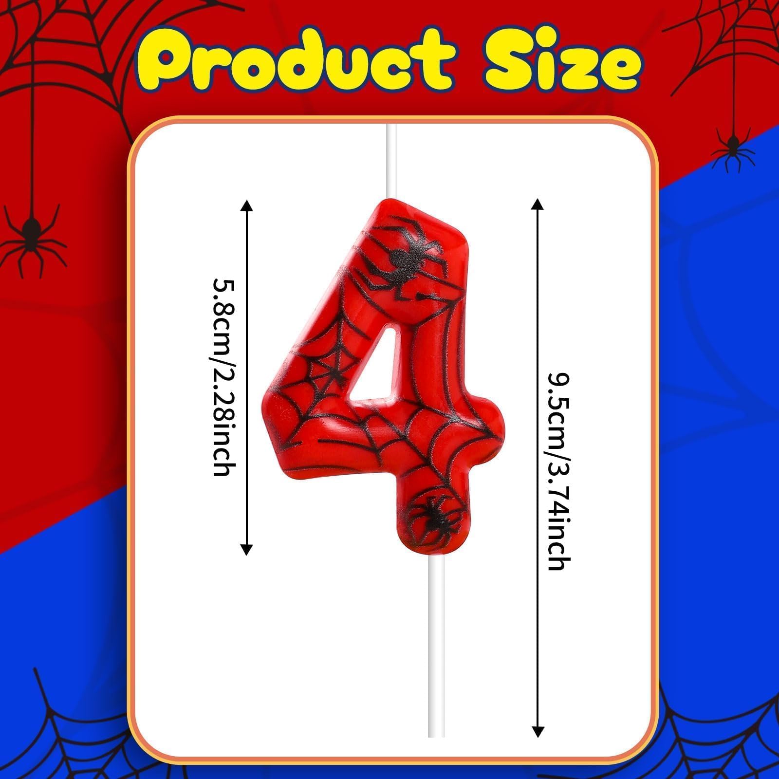 Number 4 Spider Themed Birthday Candle Number Candles Birthday Cake Topper Candles Spiderweb Birthday Candles for Boys Girls Spider Party Decoration Supplies (Number 4)