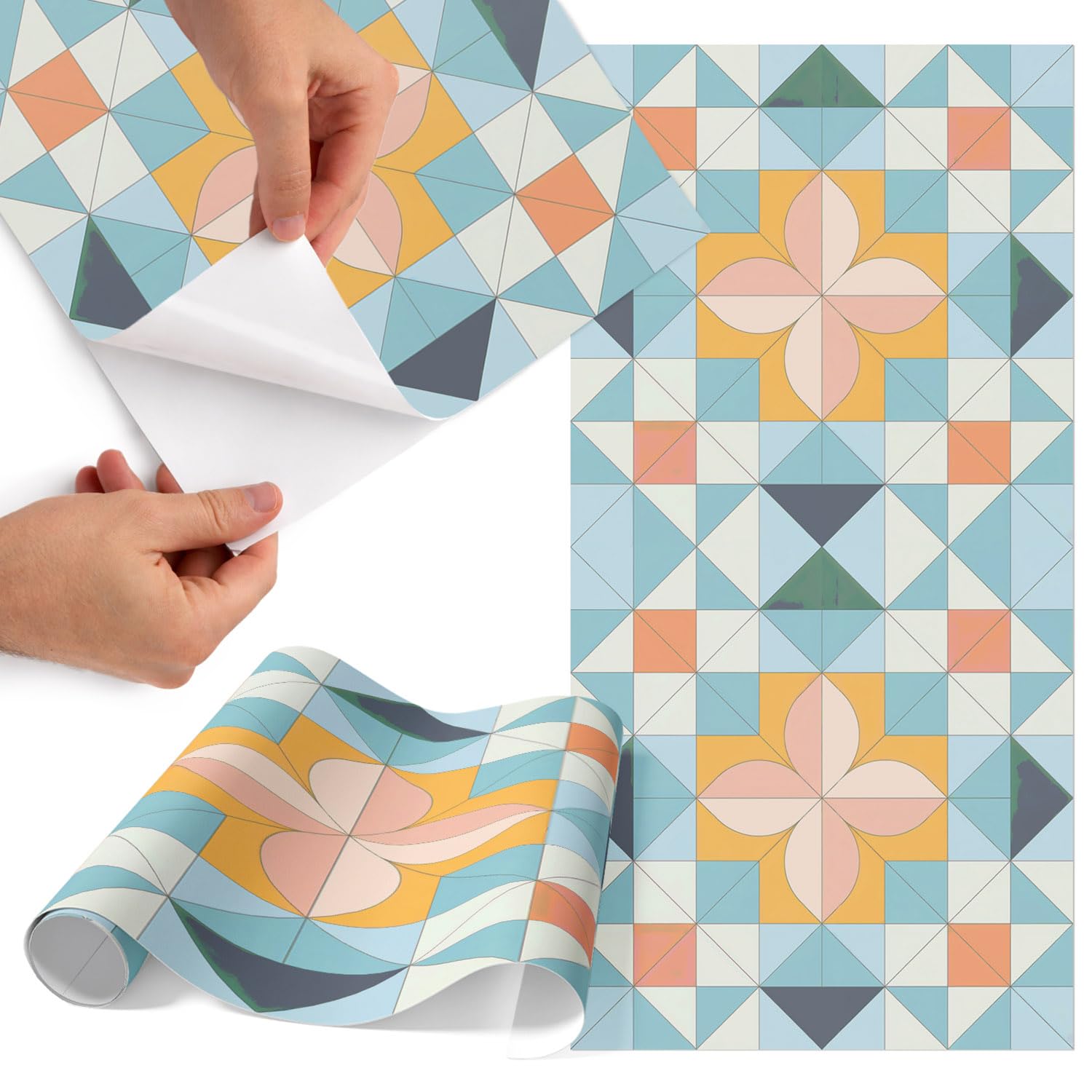 Vinilo para frentes de cocina y armarios con diseño de mosaico geométrico mate