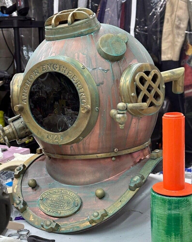 Generic Copper Style Scuba SCA Divers Diving Helmet US Navy Mark V Deep Sea Marine Morse, As shown in image