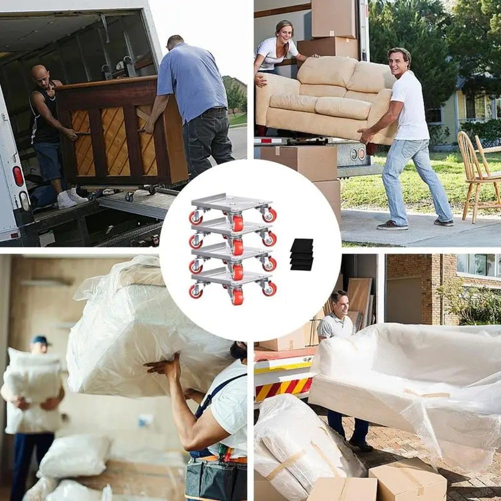Set di carrelli per mobili pesanti a 5 ruote con ruote di bloccaggio e cuscinetti antiscivolo, strumento di sollevamento del carico per traslochi e traslochi a casa senza sforzo