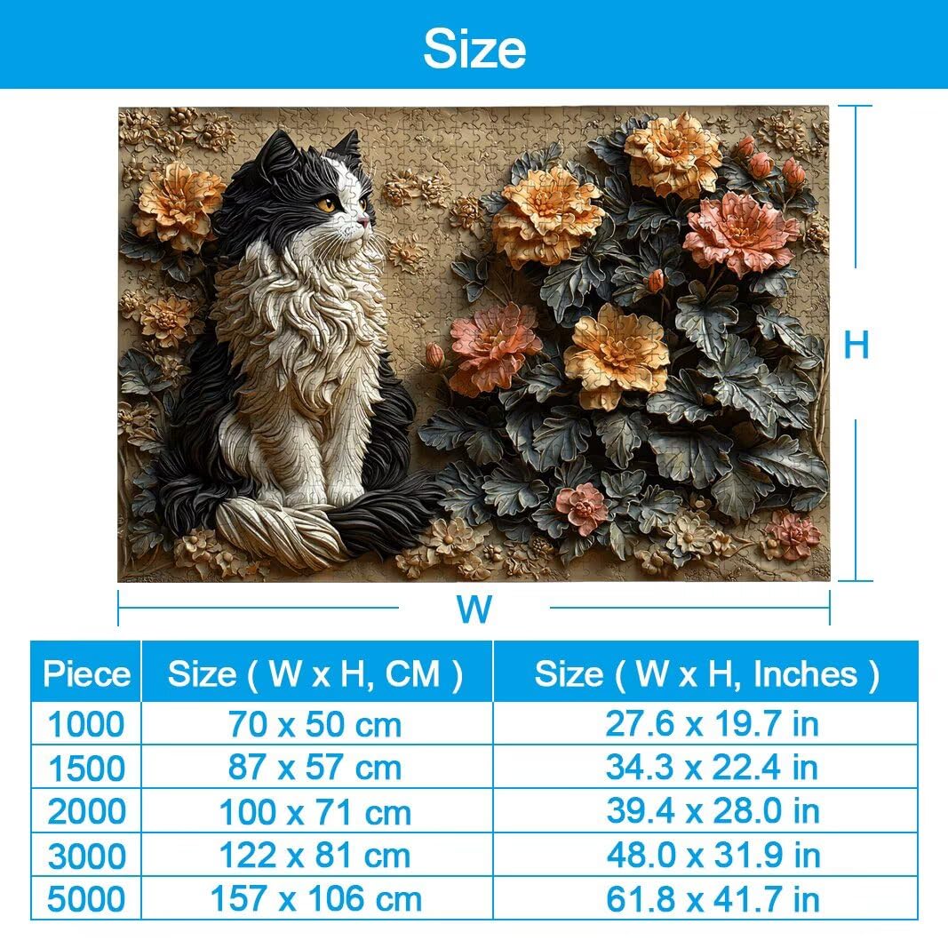 Puzzle 1000 Piezas, Puzzle Gato de Madera para Adultos, Regalos -2150
