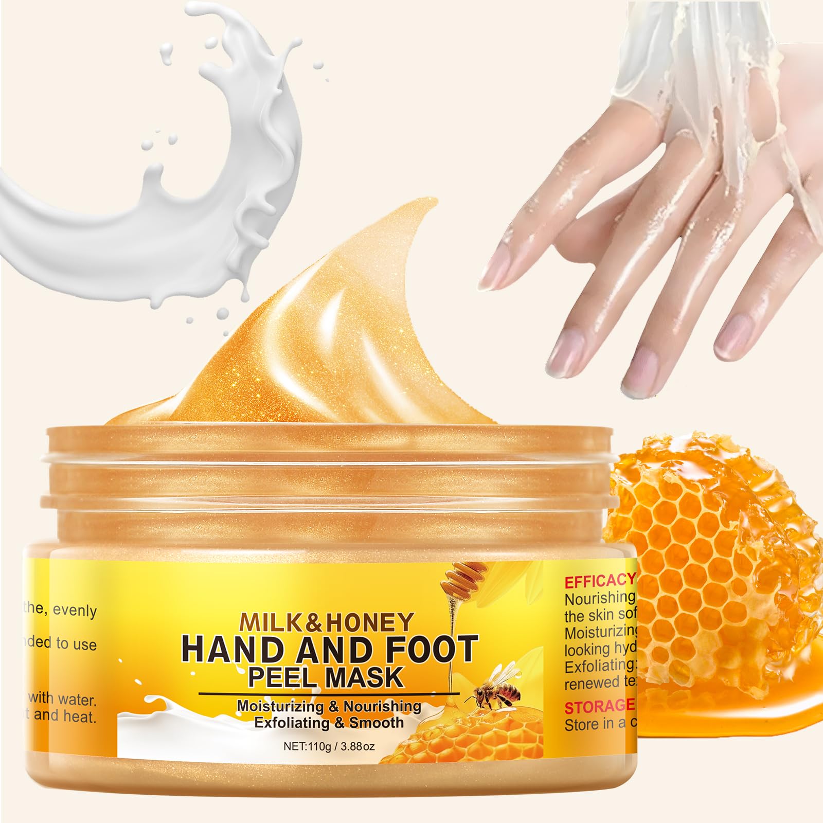 OUPEICHARM Milk Honey Peel Off Hand Wax for Women Moisturizing Hydrating Hand Masks Nourishing Exfoliating Hand Film Hands Care Soft 110g