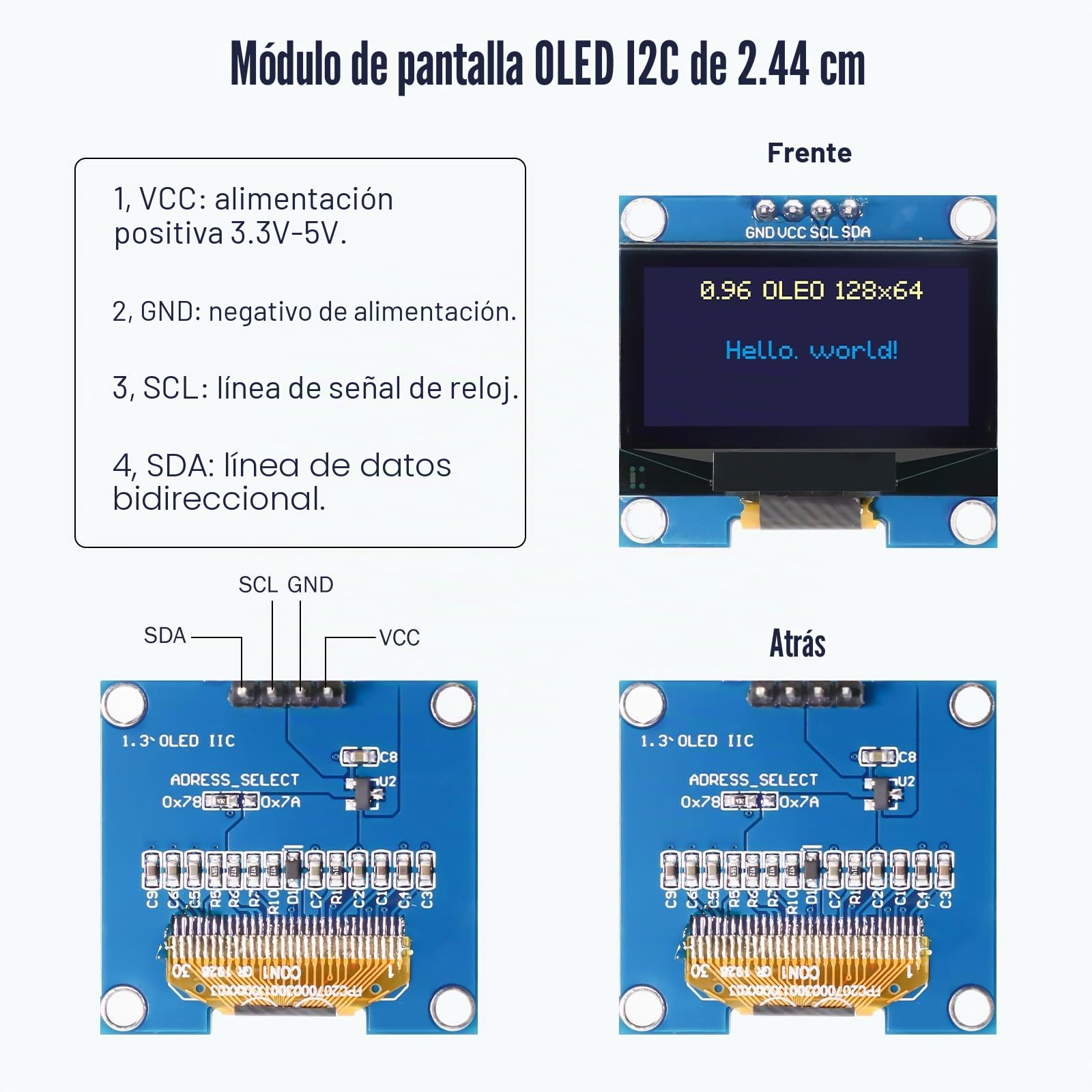 OLED Display Módulo RUIZHI 3 X 0,96 Pulgadas OLED Display I2C Chip 128 x 64 Pixeles I2C Módulo de Visualizacion de Pantalla con Caracteres Azul y Amarillo Compatible con Arduino