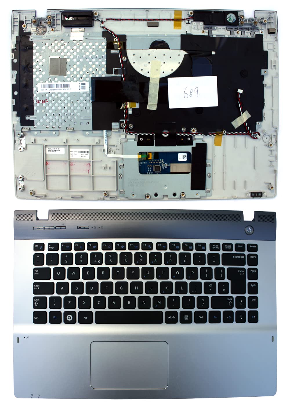 Clavier pour ordinateur portable compatible Samsung BA75-02700A boîtier externe argent