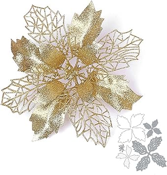 hinana 3D Flower Christmas Metal Die Cuts,Grite Lace Edge Flower Frame Cutting Dies Cut Stencils for DIY Scrapbooking Photo Decorative Embossing Paper Dies for Scrapbooking Card Making