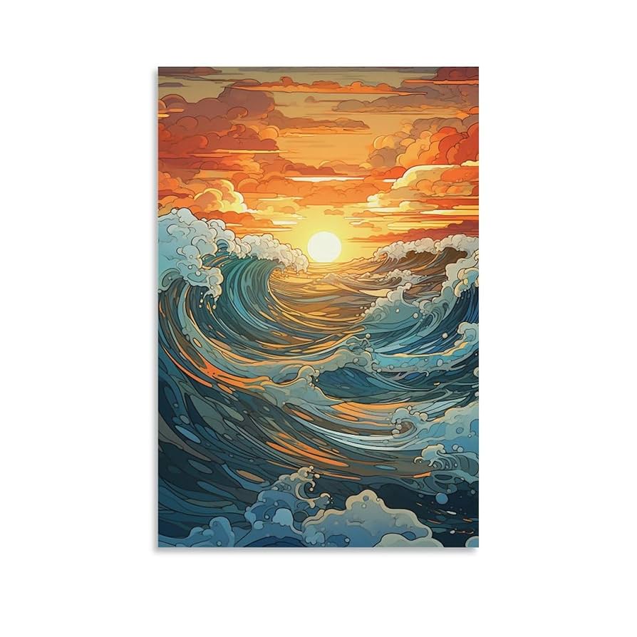 絵画 インテリア　絵　油絵　uF6-111309　風景（朝陽、夕陽） 絵画 インテリア 絵 油絵 uF6-111309 風景（朝陽、夕陽）
