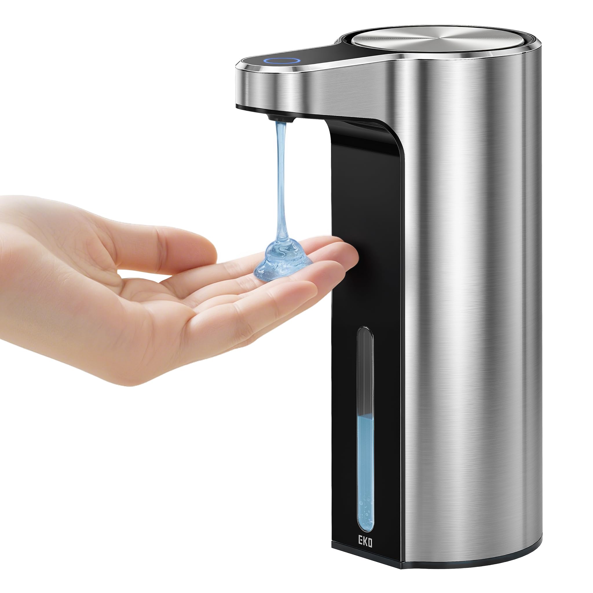 EKO Aroma Touchless Automatic Soap Dispenser for Kitchen and Bathroom, Liquid Hand Soap Dispenser, Rechargeable, 9 fl oz (Stainless)