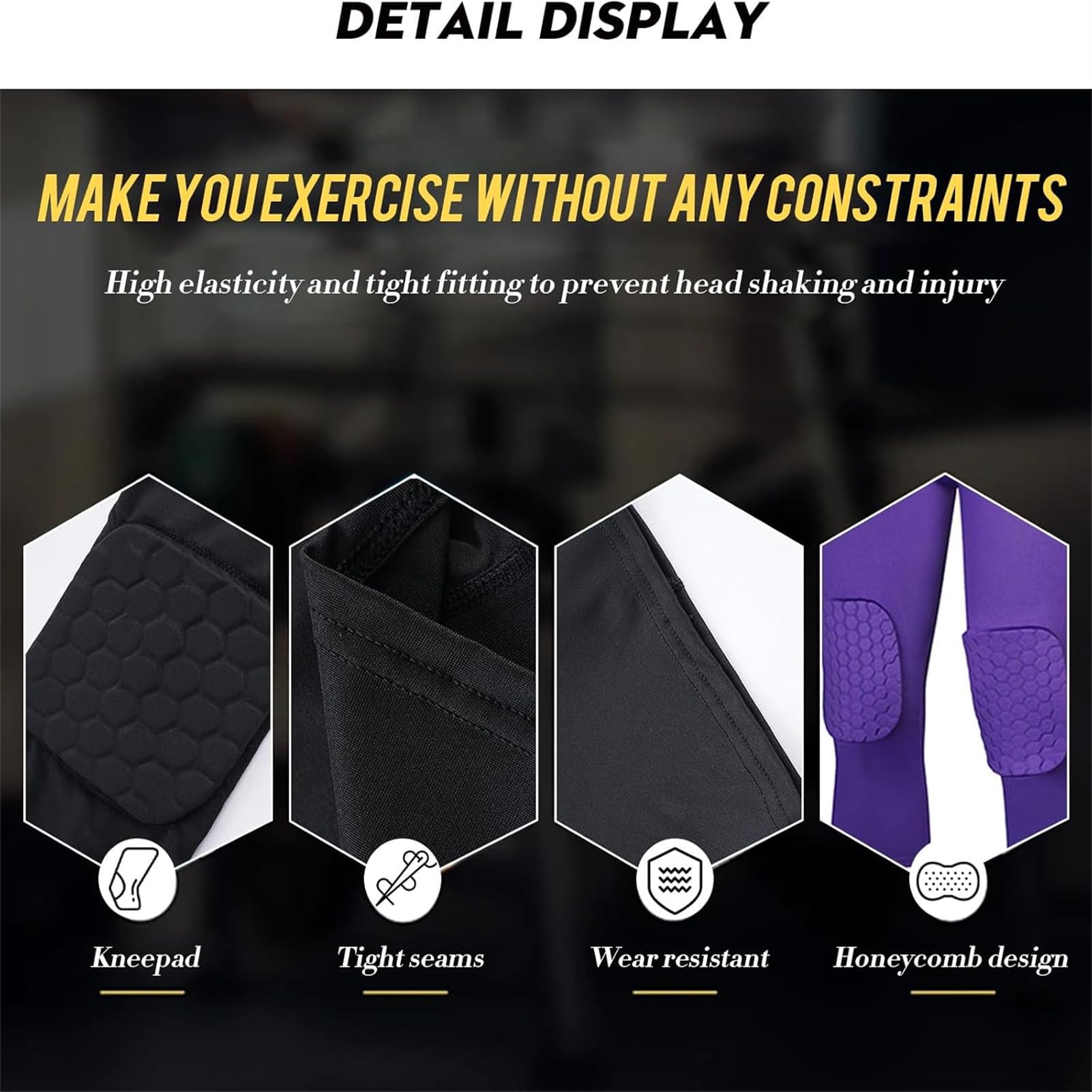 HULG Pantalon Rembourré avec Genouillères 3/4 Capri Pantalon De Compression pour Basketball Football Baseball Tailles Jeunes Et Adultes