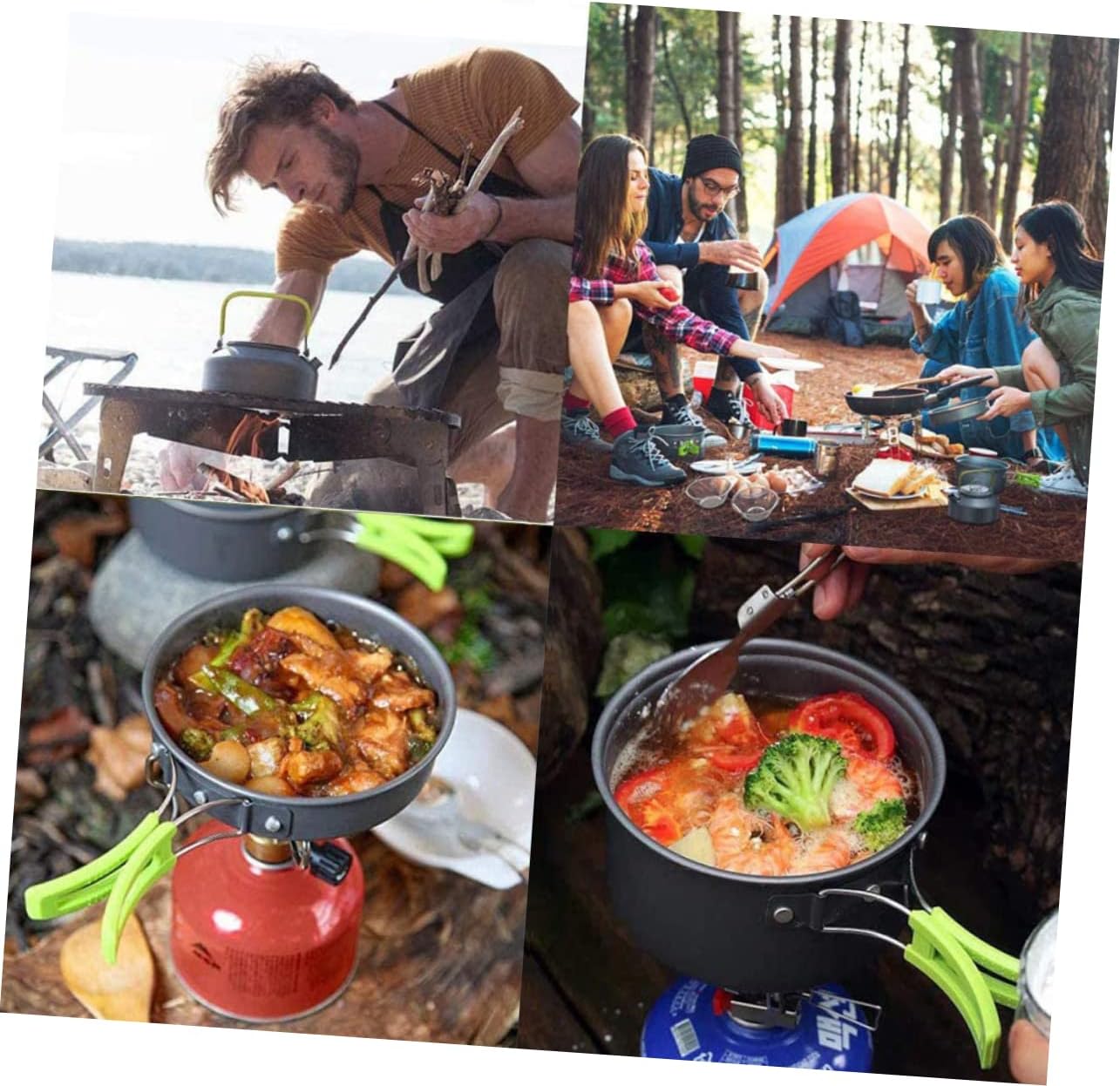 1Set Camping Cookware Kit Durable Non Stick Cooking for Outdoor Camping Hiking Climbing Lightweight Material Easy to Clean for Picnic