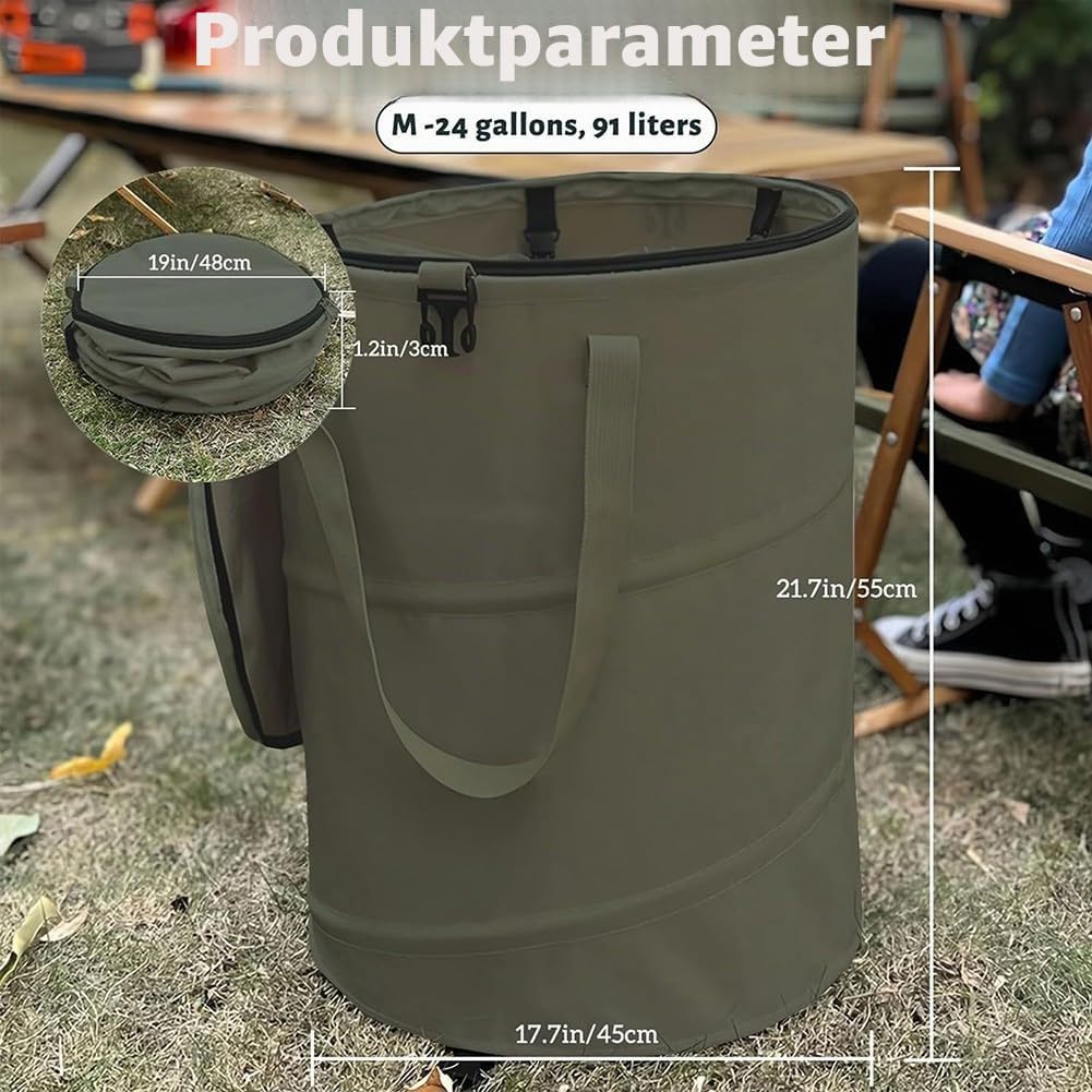 Tragbarer, faltbarer Outdoor-Mülleimer, Oxford-Gewebe, faltbar, für Camping, Picknick, Grillen, Reisen und Garten, leicht zu reinigen, wetterfest, Beige