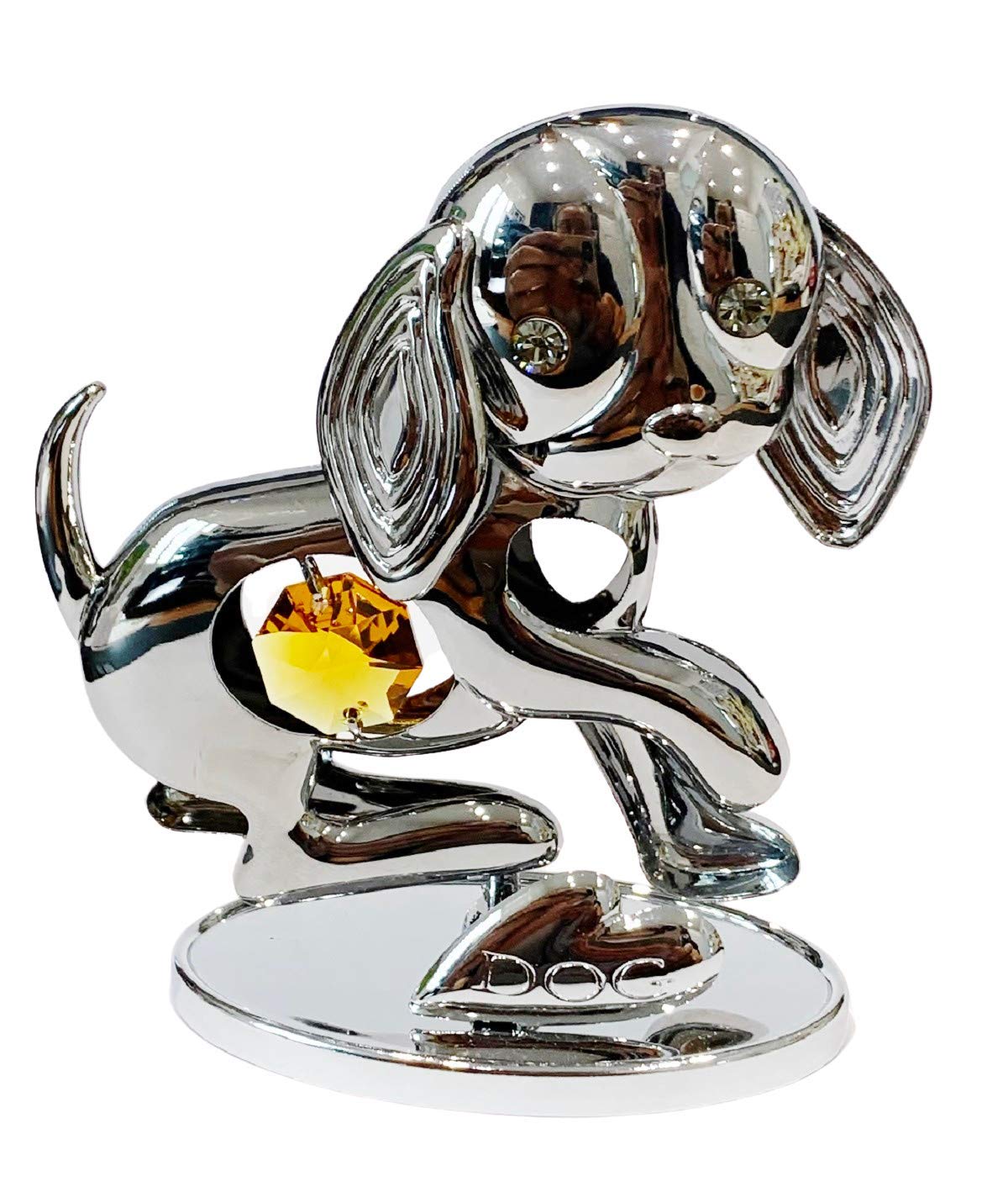 Crystocraft Topaz Crystal Dog Ornament Swarovski Elements Gift Boxed For Dog Lovers Made With Colour Crystal Dog Figurine