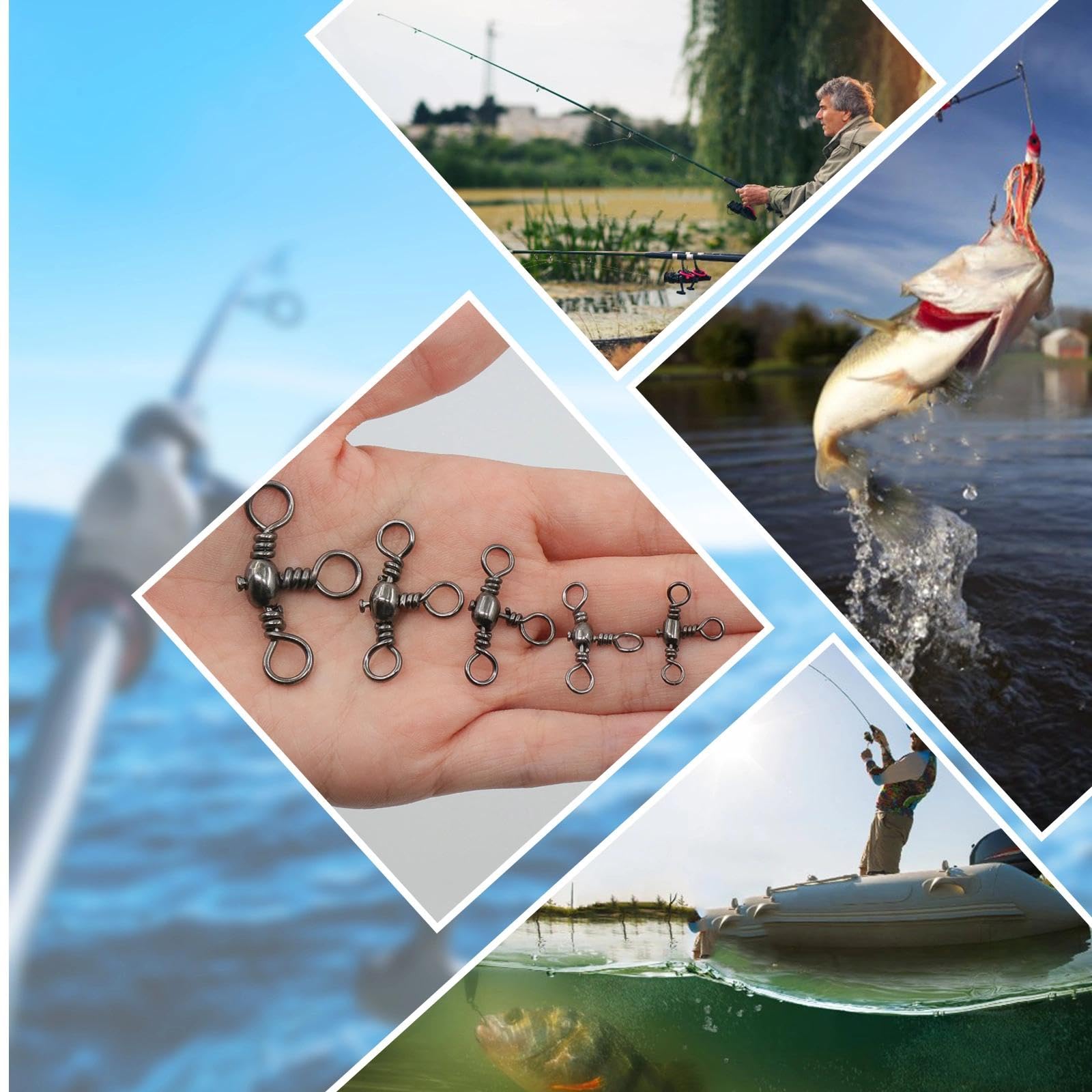 Natufish 3-kierunkowe krętliki wędkarskie - 25 szt. trójdrożny obrotowy czarny T-Turn Barrel obrotowe złącze o wysokiej wytrzymałości do łowienia sumów