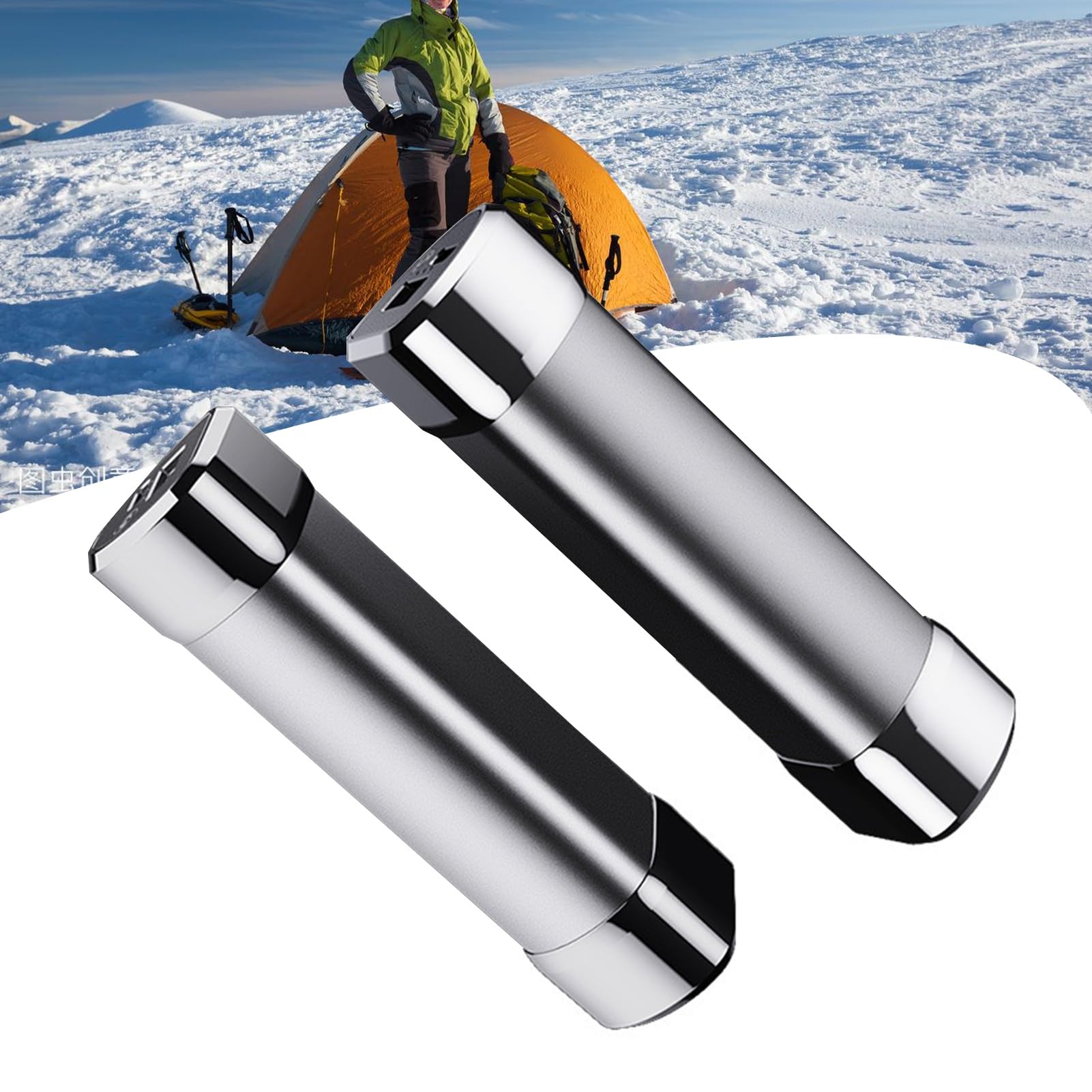 Riscaldatori di mano ricaricabili 2 Pack, 6 ore di calore duraturo, 3 livelli fino a 55℃ elettrico Pocket Hand Warmer, ideale per Golf Caccia Escursionismo (Color : Silver)