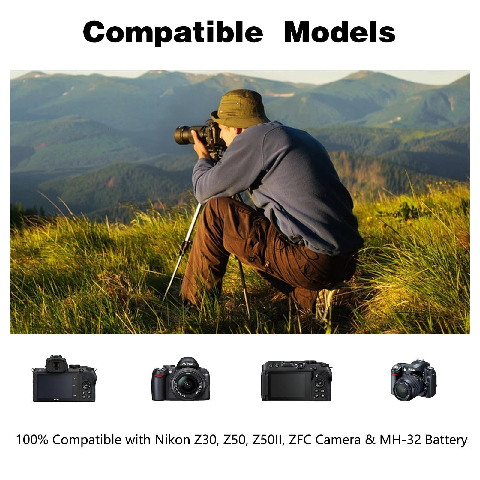 Confezione da 2 batterie EN-EL25 da 1600 mAh ad alta capacità + caricatore rapido LED PD20W, ricarica completa in 2,5 ore, batteria EN-EL25 per Nikon Z30, Z50, Z50II, ZFC e caricabatterie MH