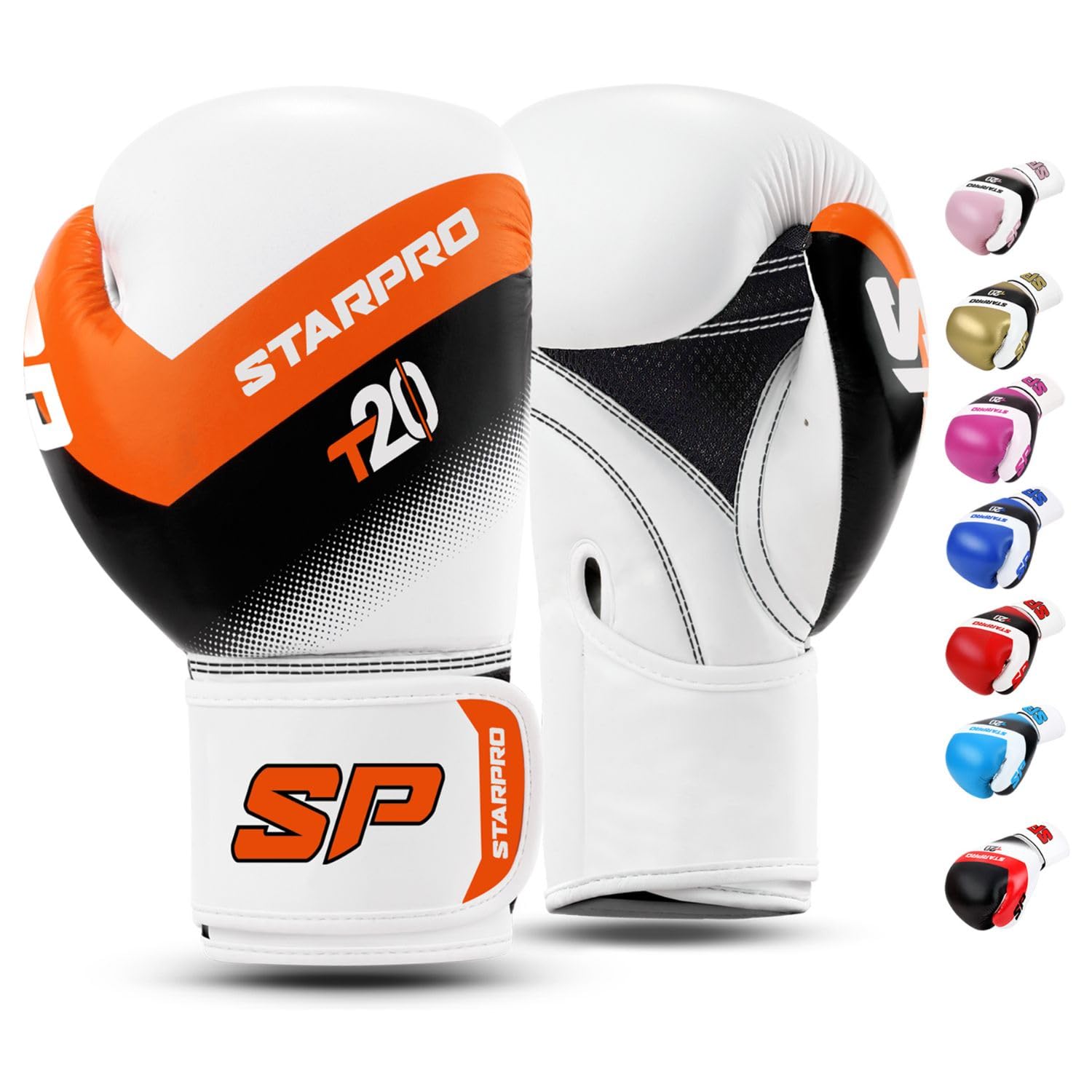 Starpro Boxing Gloves - 8oz 10oz 12oz 14oz 16oz - Vegan Leather Gloves for Training Sparring with Waterproof Lining - Breathable Mesh - Hand Protection