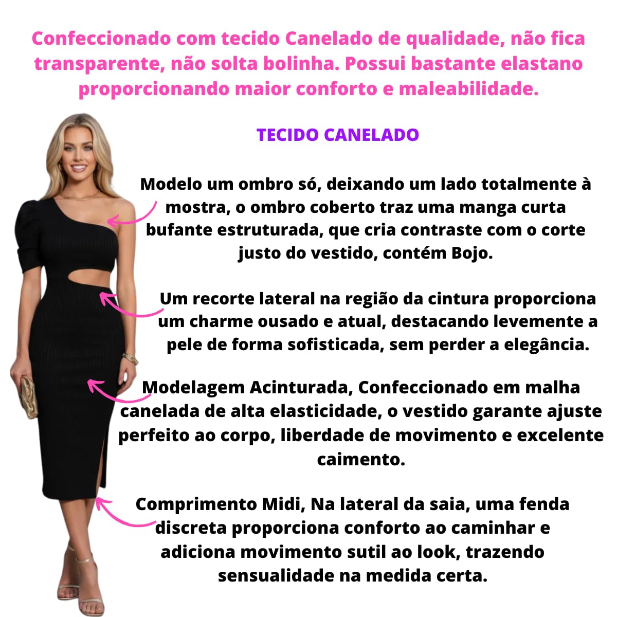 Vestido Feminino Midi Preto Justo Fenda Lateral Um Ombro Só em promoção! Veja a oferta e mais achadinhos de Vestidos 3 Hoje é o melhor dia para comprar Vestido Feminino Midi Preto Justo Fenda Lateral Um Ombro Só com aquele preço maroto! Promoção! Aproveite a oferta! 3