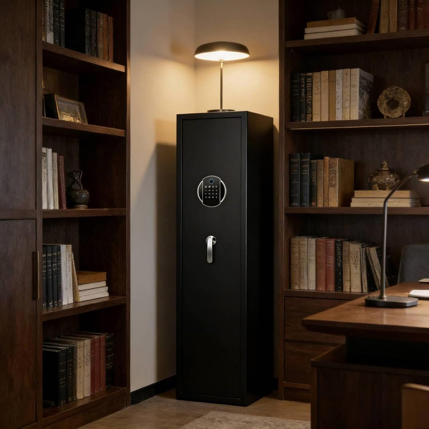 Fireproof Gun Safe for 8 Rifles and Pistols with Alarm System Fingerprint Rifle Safes Home Gun Cabinet with Lockable Compartments Storage of Firearms and Ammunition(No fingerprint)