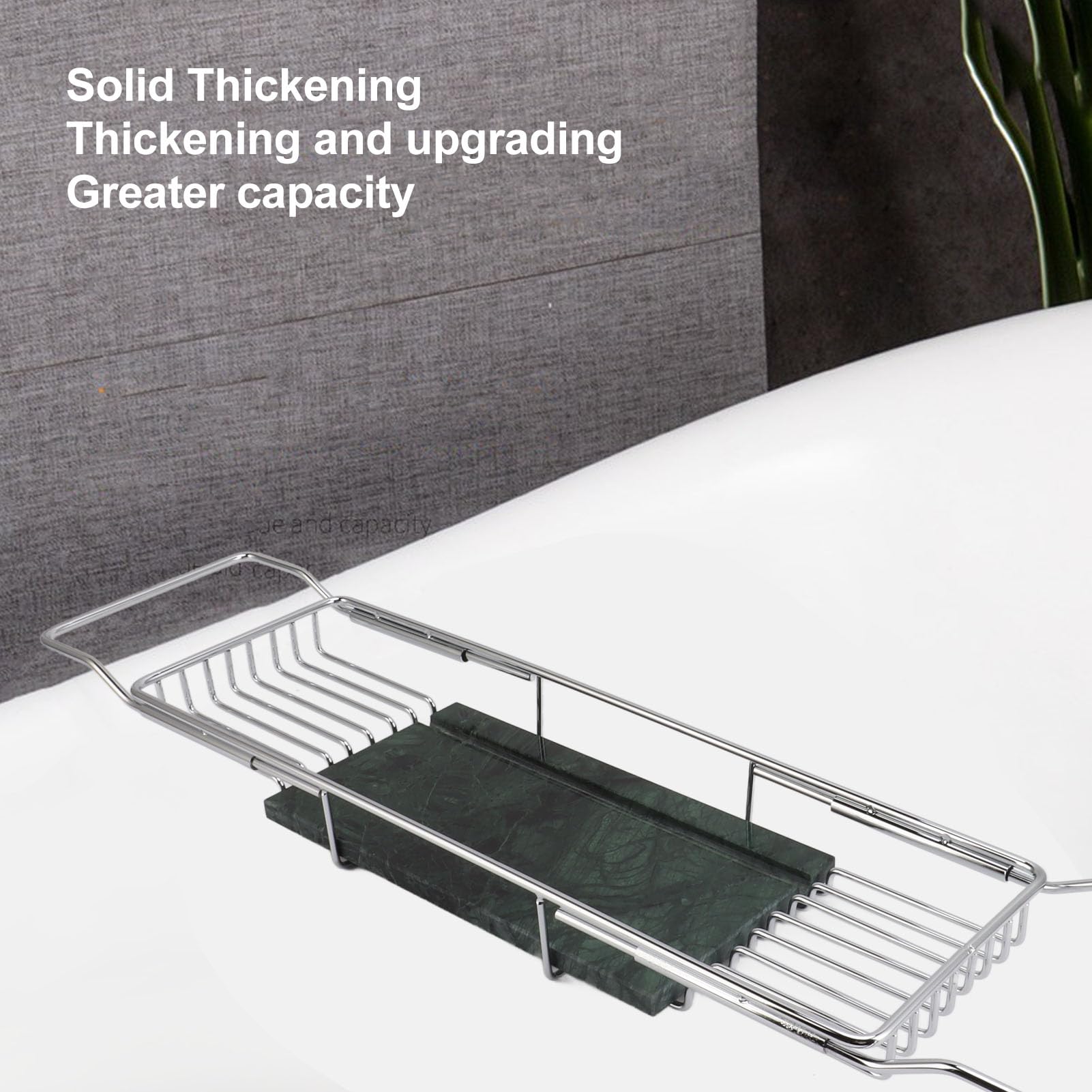 Bandeja para Bañera, Estante para Bañera Antideslizante de Diseño Retráctil Expandible, Estante para de Mármol de Acero Inoxidable con Orificios de Drenaje para Baño, Cocina, Organizador de