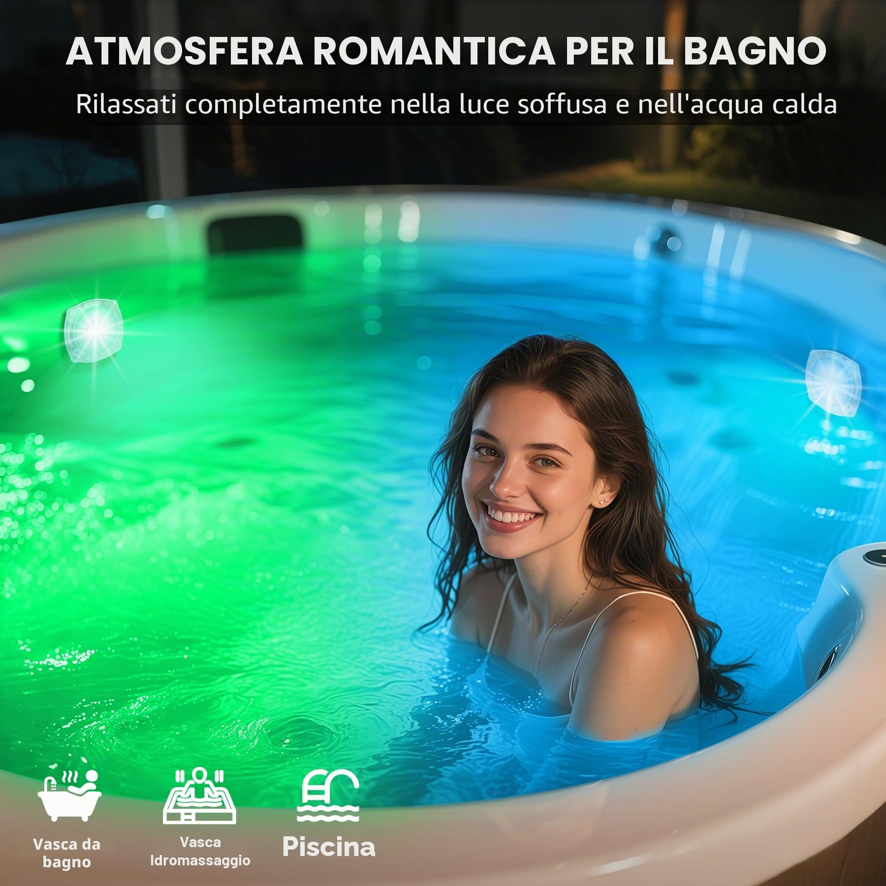 DeeprBetter Luci Piscina Fuori Terra con Telecomando, Ricaricabili Luci Piscina a Immersione con 9 Modalità Illuminazione Subacquea, IP68 Lampade per Piscinas, Luce Piscinas Magnetica per Spa-2PCS
