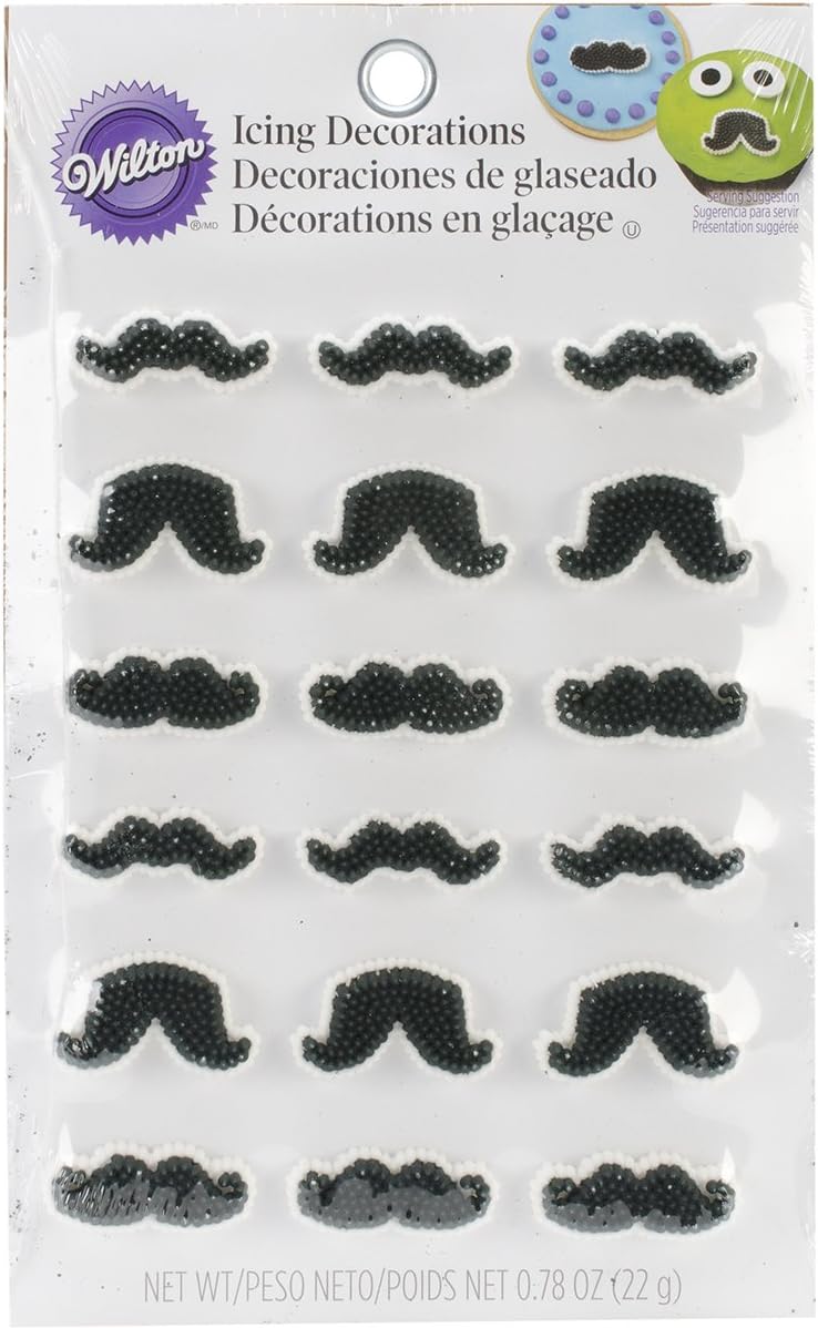 Wilton Mustache Icing Decorations, 18-Pack